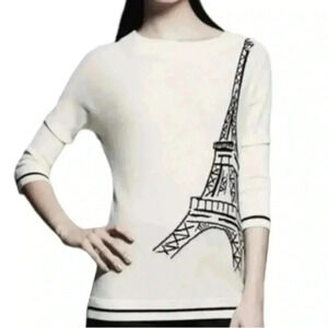 Vintage Catherine Malandrino Paris Eiffel Tower Sweater Size S